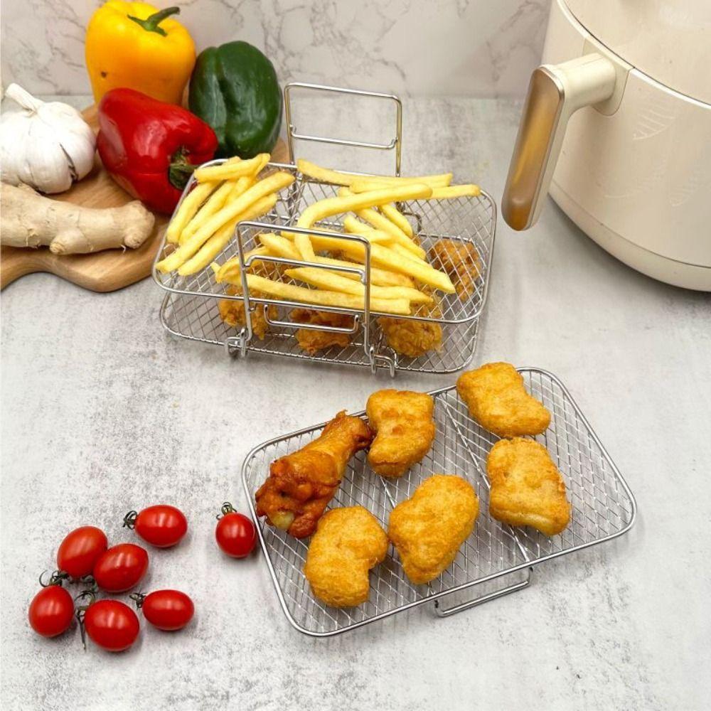 Silver Baking Rack Rectangle Shape Dehydrator Rack Durable Air Fryer Rack Food Dehydrating