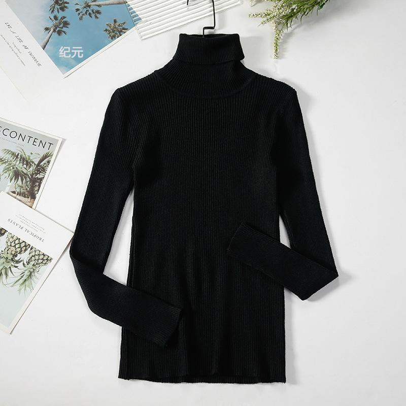 Women High Collar Sweaters Autumn Winter Slim Pullover Women Tops Casual Soft Knit Sweater Warm Turtleneck
