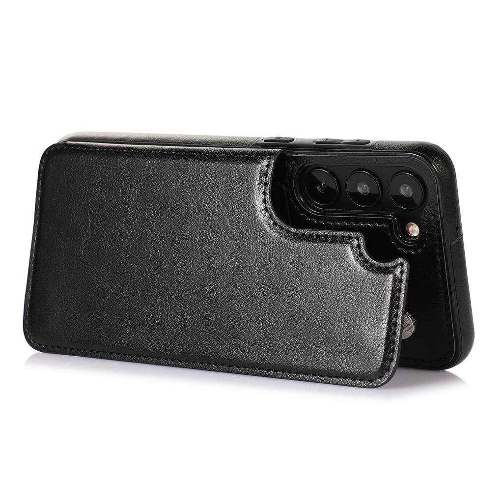 Für Samsung Galaxy S23 PU-Lederbeschichtete TPU-Handyhülle Duale Tasten Kartenhalter Ständer Abdeckung