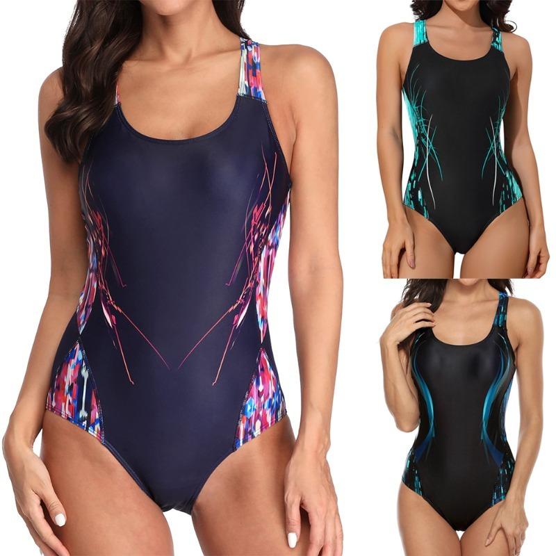 Women's One-piece Swimsuit Racing Tight-fitting Sports Swimsuit Triangular Backless Professional Swimsuit Europe and America