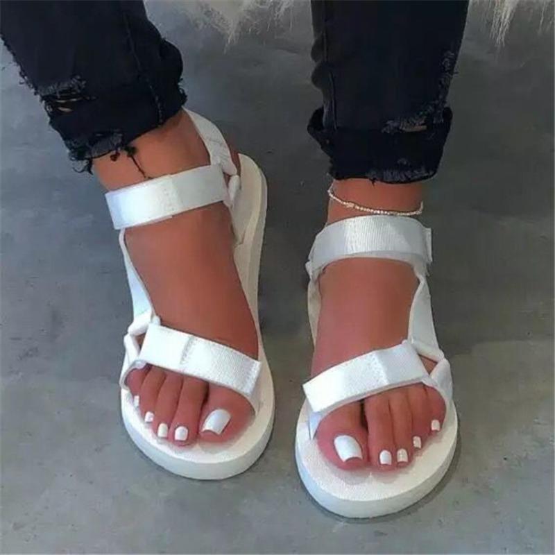 Summer lightweight Velcro flat casual sandals women's large size new open-toed sandals