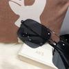 Brown Half-frame Sunglasses for Men Driving Special Anti-ultraviolet Square Sunglasses Trend Personalized Glasses Women's