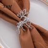 Gold Napkin Holders Christmas Deer Ring, Faceted Metal Elk Holder, Reusable Elegant Dining Table Accessories Ring for Xmas Holiday Wedding Receptions