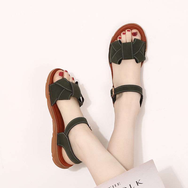 34 Small Size 35 Sandals Women's Summer Flat Bottom Soft Sole Pregnant Women Non-slip Students Women's Sandals Mother Shoes Comfortable 41 Large Siz