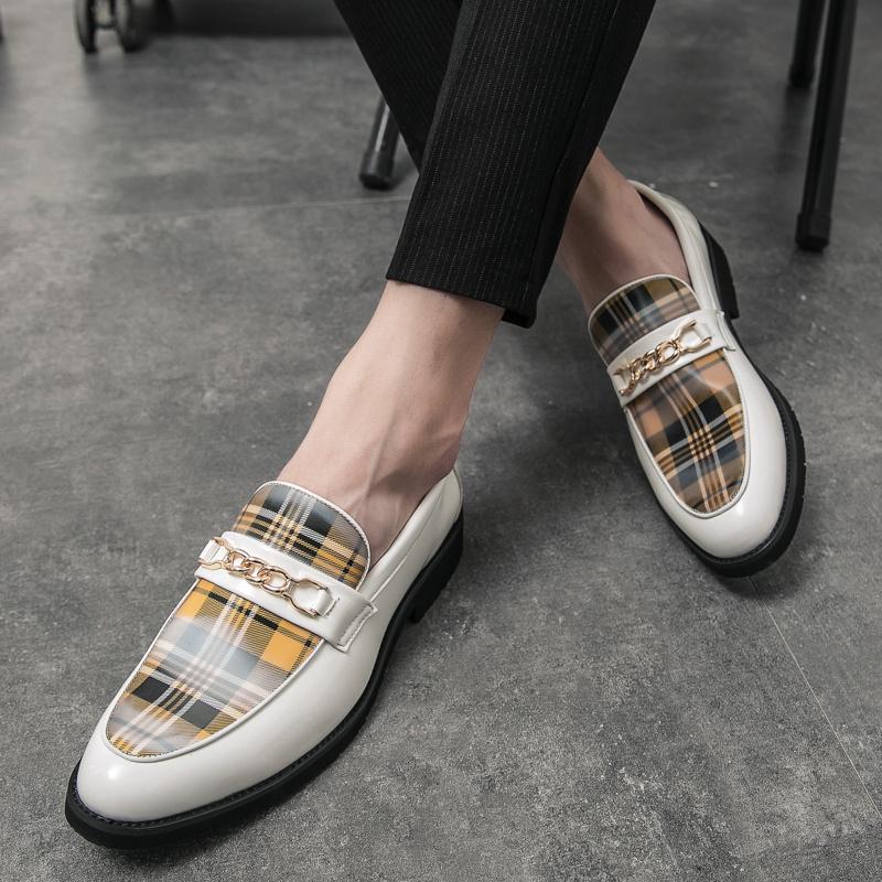 2022 Newest Arrivals Fashion White Golden Men Dress Shoes Slip-On Luxury Mens Formal Shoes Size 47 47 Casual Leather Shoes For Men