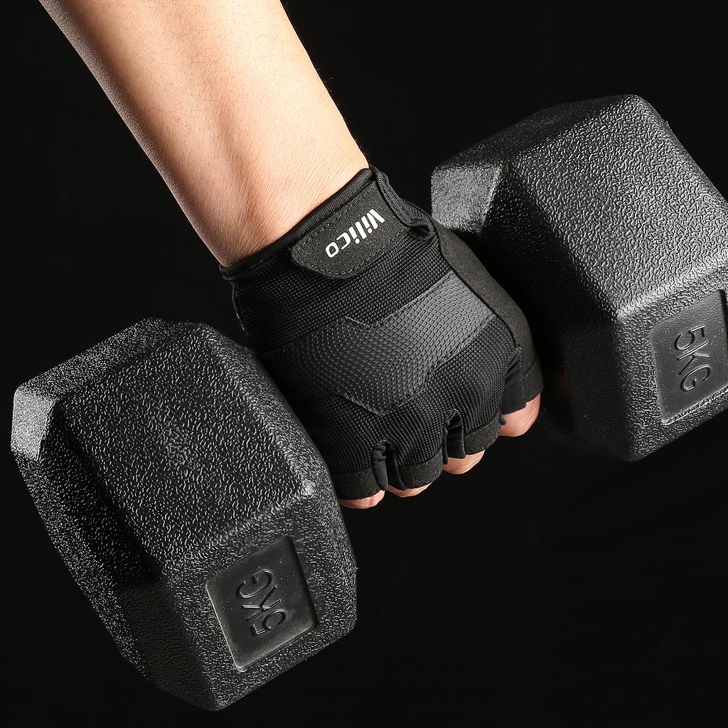 Guanti Fitness da Uomo Mezza Dita Spessi Resistenti all'Usura per Sollevamento Pesi Palestra Allenamento Sport Protezione Palmo Anti-Calli