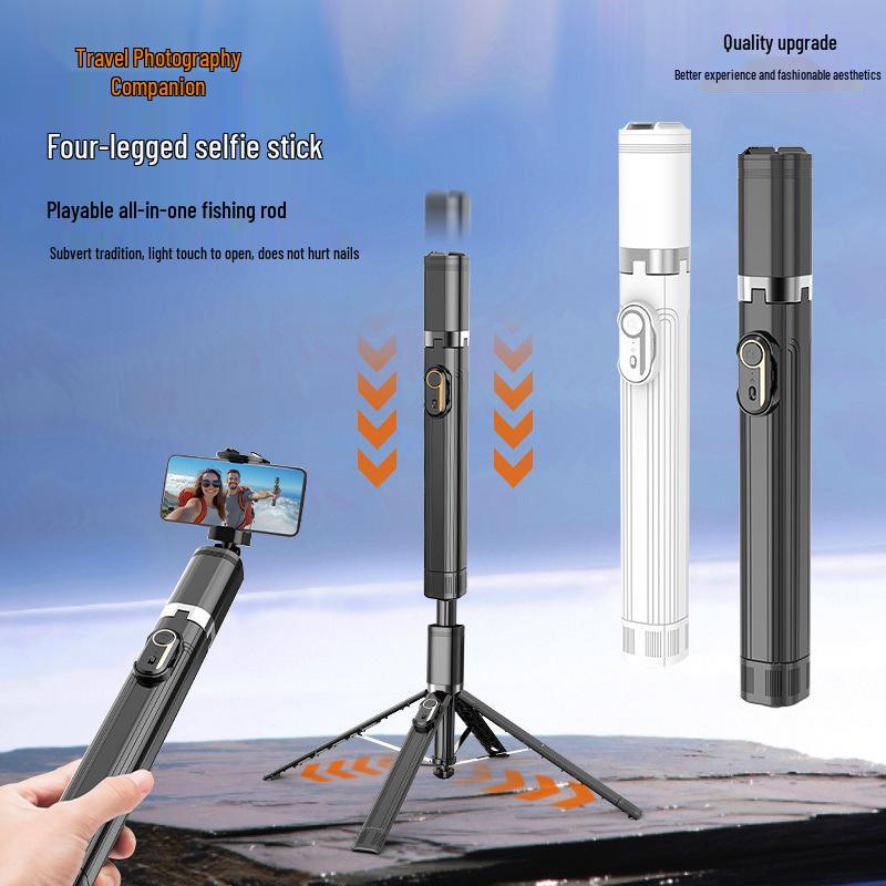 1.75m Bluetooth Selfie Stick & Tripod - Aluminum Alloy, Four-Leg Design, Floor-Standing for Mobile Phones and Desktop Live Streaming.