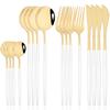 16pcs Mirror Pink Gold Flatware Stainless Steel Cutlery Set Knife Coffee Spoon Fork Dinnerware Set Western Kitchen Tableware