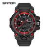 SANDA 6021 LED Dual Display Quartz Wristwatch Mens Digital Clock Military Stopwatch Reloj HombreSport Watch for Men Waterproof