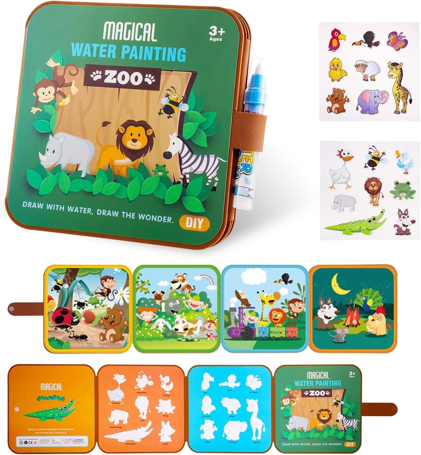 

Water Painting for Children Reusable, Magic Coloring with Water Pen, Drawing Coloring Book Portable Doodle Drawing Education Toy Gift Idea for Ki