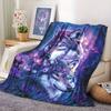 Two Wolves and Floral Patterns Flannel Printed Blanket Suitable for All Seasons Suitable for Living Room Office Sofa and Travel
