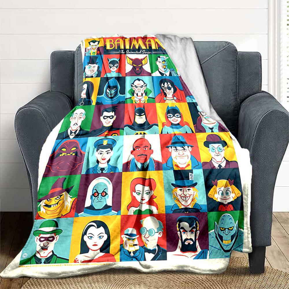 1pc Batman Animated Characters Flannel Throw Blanket Lightweight Soft Warm All Season Blanket for Sofa, Bed, Travel,L1028104