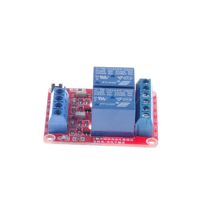 24V 2-Channel Relay Module with Optocoupler Relay Board High Low Trigger with LED Load DC 30V AC 250V 10A for PLC Automation Control, Industrial