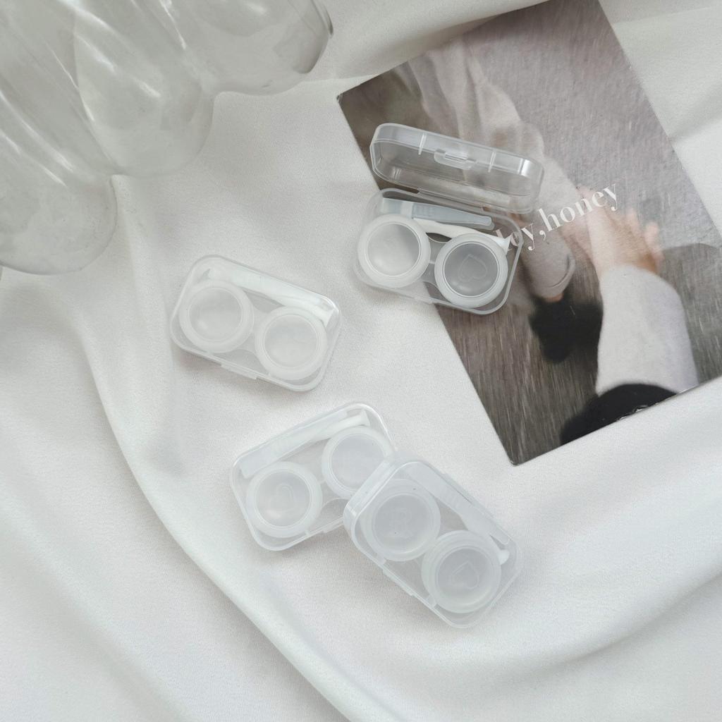 Plastic Contact Lenses Case with Tweezers New Transparent Contact Lens Box Women Travel Colored Contacts Storage Container Box