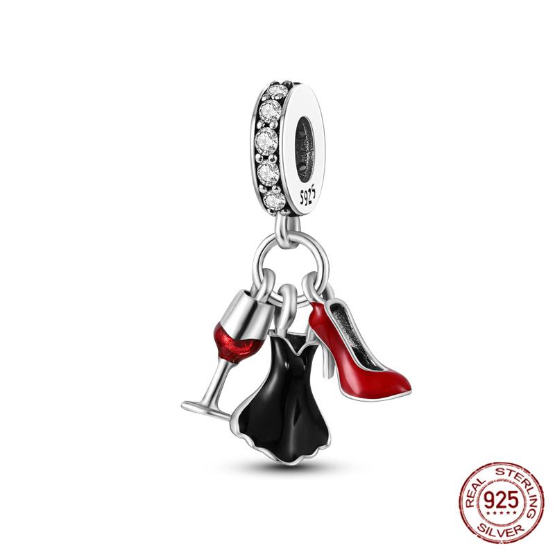 Copper Fashion Dress High Heels Lipstick Camera Collection Charm Beads For 3Mm Original Bracelet Diy Jewelry