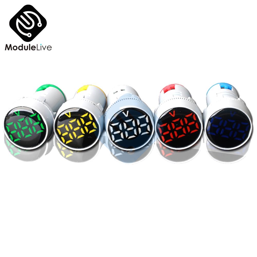 22MM Digital Display Mini Voltmeter DC 12V 220V AC Round Square Ampere Current Volt Voltage Meter LED Signal Light indicator
