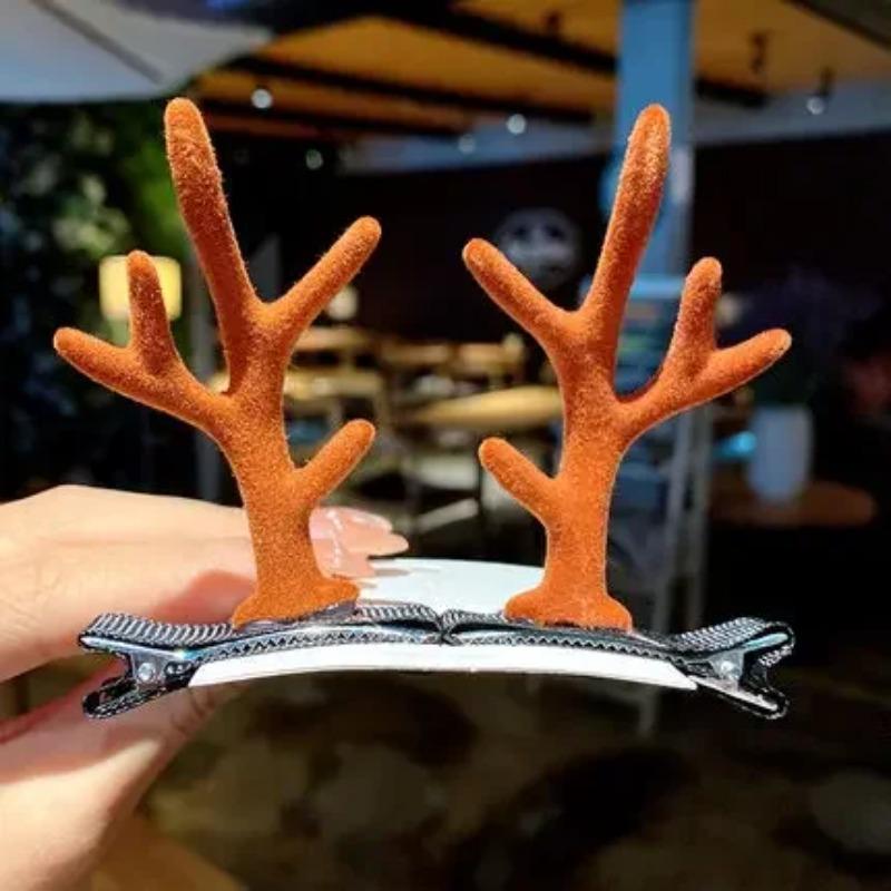 New Year Christmas Gift Kawaii Red Hair Pin Children Barrettes Bow Deer Santa Claus Kids Headwear Girls Kids Hair Accessories