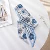 Summer French Retro Blue Tied Hair Small Floral Long Silk Scarf Headband Braided Hair Chiffon Thin Ribbon Scarf