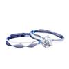 Sterling Silver Plated Water Cube Diamond Six-Claw Open Rings for Couples
