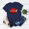 Donne taglie forti Harajuku Tops Estate Tops Graphic Tees Donne labbra Kawaii T-shirt Vestiti Ragazza T Shirt