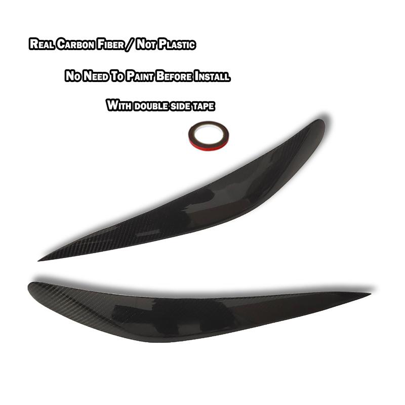 Carbon fiber headlight covers eyelids For BMW 7 Series 730d 740i 2008- 2012 F01 F02 car front lamp eyebrows decoration sticker