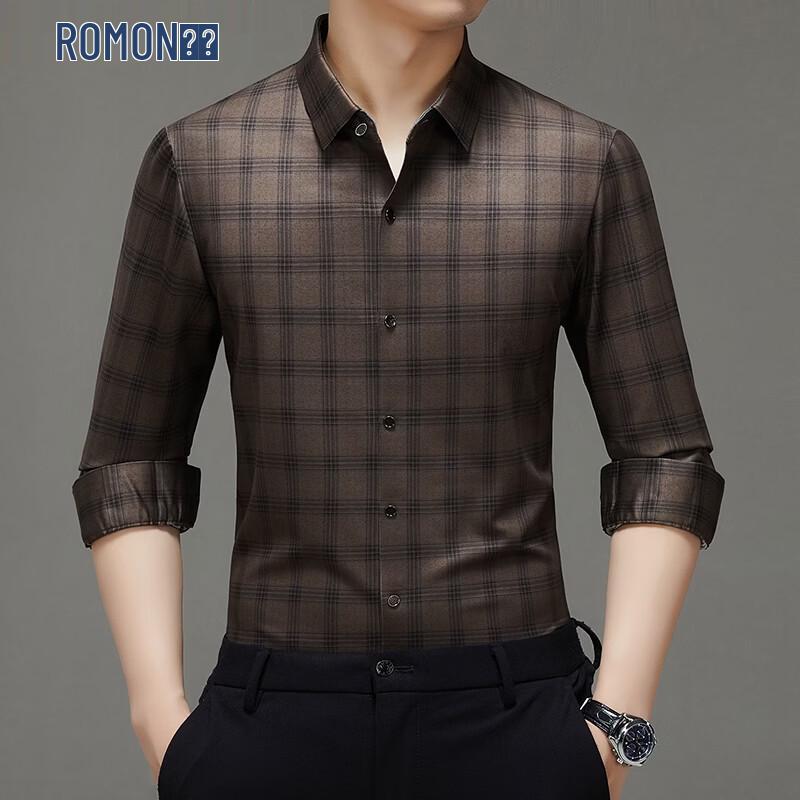 ROMON Men s Wrinkle-Free Long-Sleeve Seamless Casual Shirt 110
