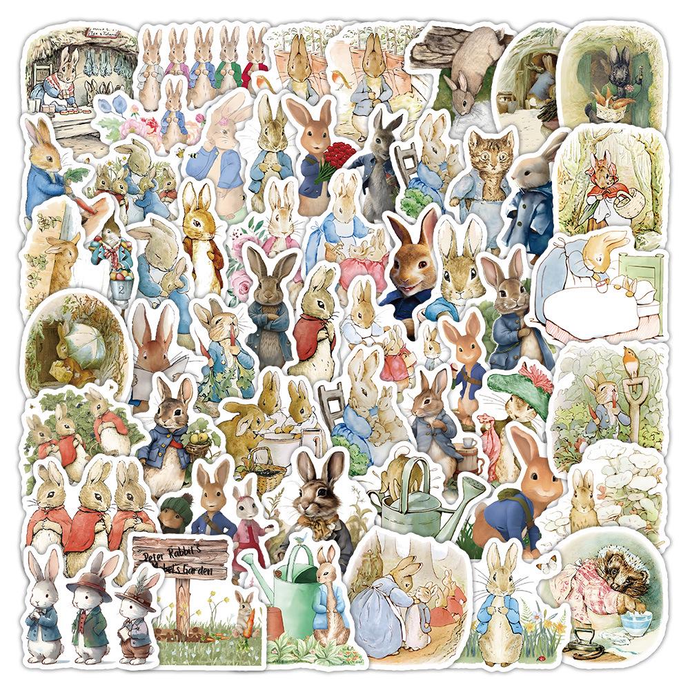 Peter Rabbit Cartoon Animal Stickers - 60 Waterproof Sheets for Easter, Children, and Journaling