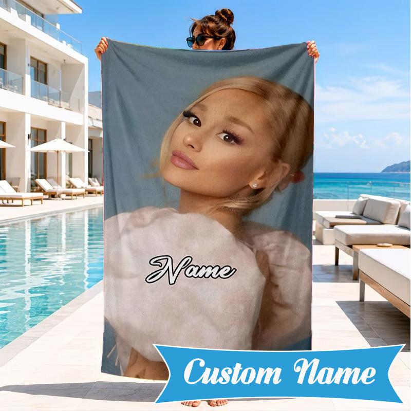 Custom Name Fashionable Ayli-va Heart In Space Adventure Microfiber Beach Towel, Lightweight for Summer Travel, Swimming Pool Fan Gift