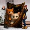1pc Cat Treehouse Outdoor Flannel Blanket Gift For Boys Girls Adults, Family Friends