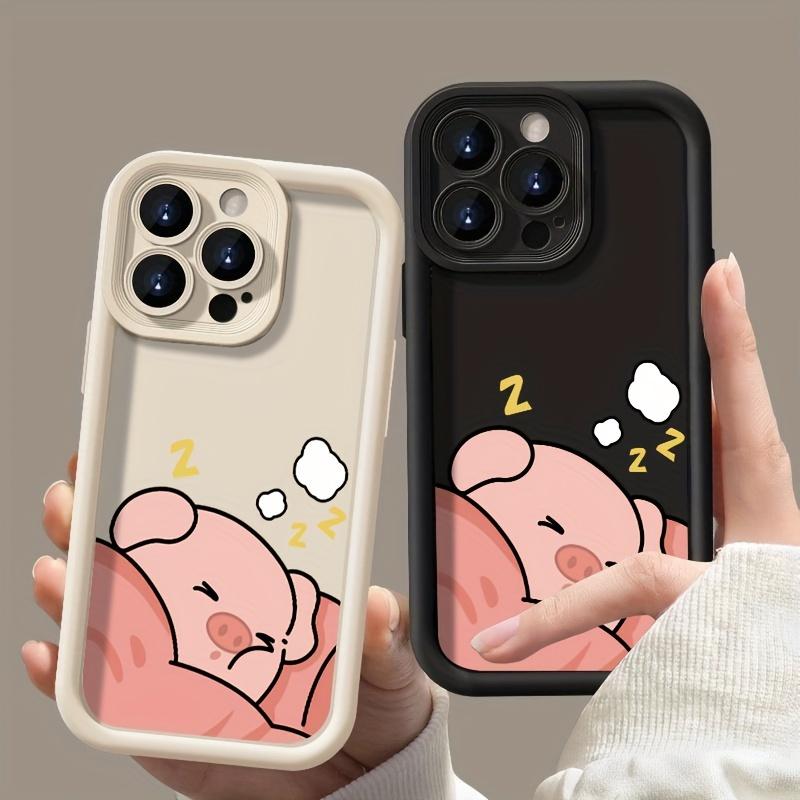 Happy Sleeping Little Pig Phone case iPhone 15 Pro Max 11 12 13 16 14 Plus Silicone Shockproof Case Lens protector shell