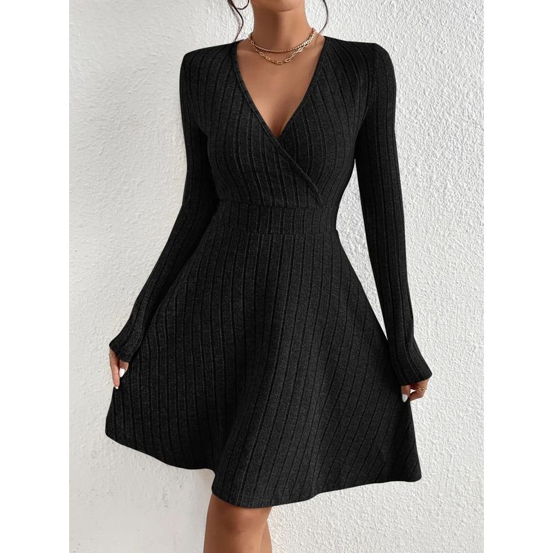 Sexy V-neck Long Sleeve Slim Fit Dress Sexy V-neck Long Sleeve Silm Dress