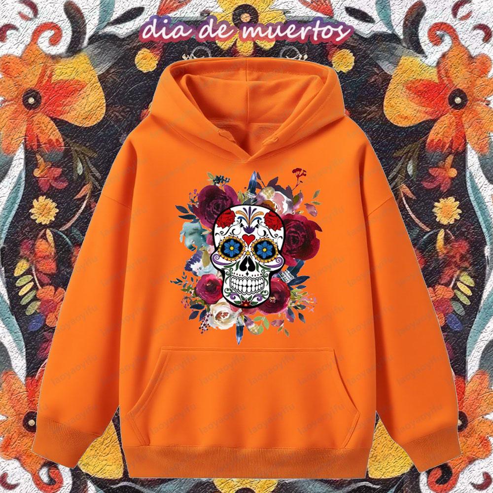 Dia De Los Muertos Spanish Vintage Clothing Flower Skeleton Creative Design Hoodies Sugar Skull Men Women Festival Costumes