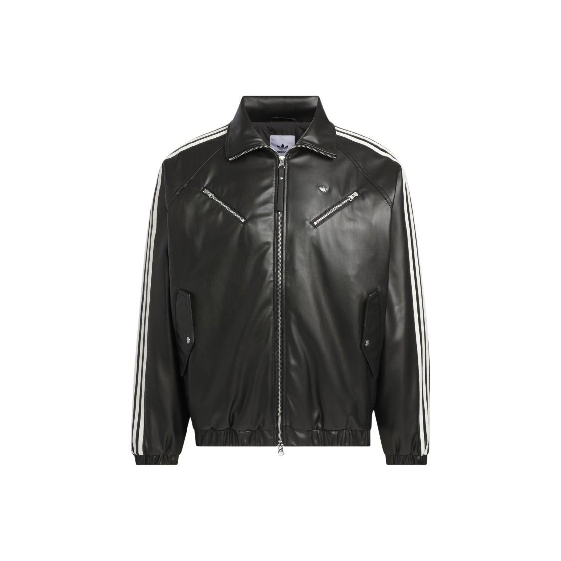 adidas Originals Polo Collar Casual Long Sleeve Retro Jacket for Women, Black XS