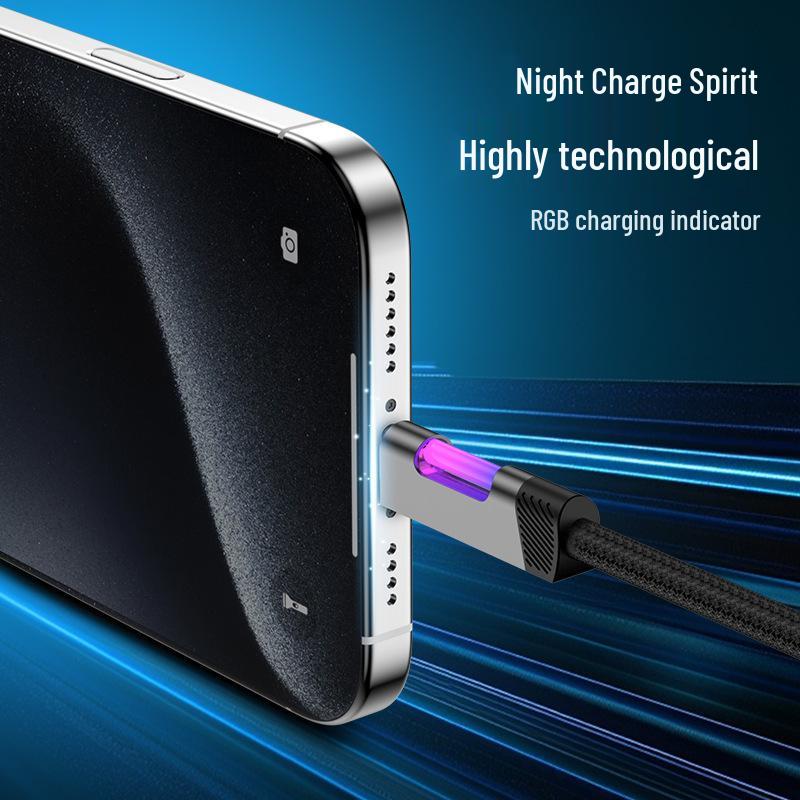 Multi-Brand Car Charging Cable with Light Display: Compatible with Apple, Huawei, Xiaomi, OPPO, Honor, VIVO, Realme, OnePlus.
