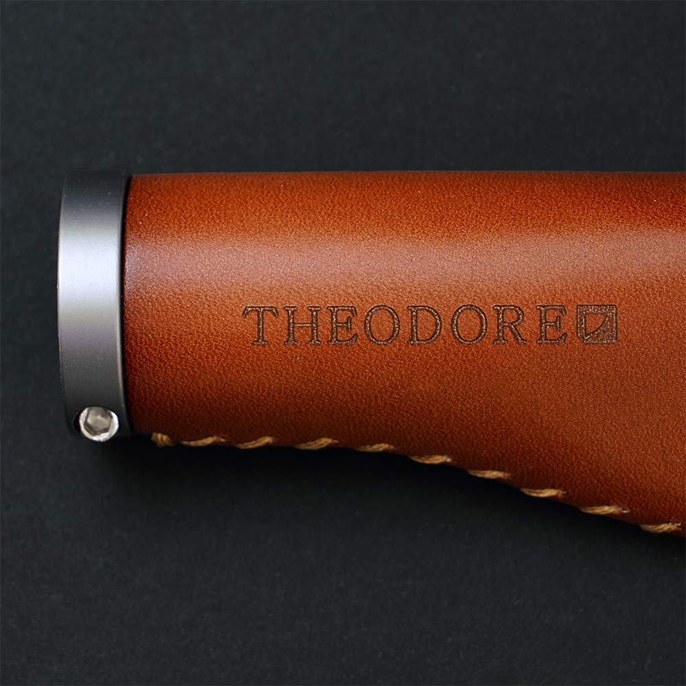 THEODORE CYCLE GRIP Bicycle Italian Genuine Leather Grips, (128 Brown)