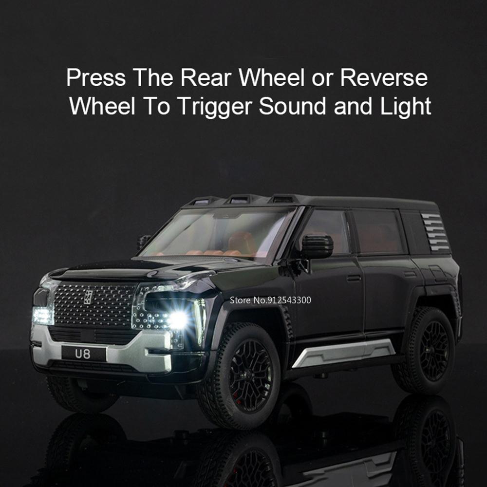1:24 BYD U8 Delica Camping RV Model Toy Car Shock Absorption Doors Opened Metal Diecast Off-road Vehicle Models Kids Best Gifts