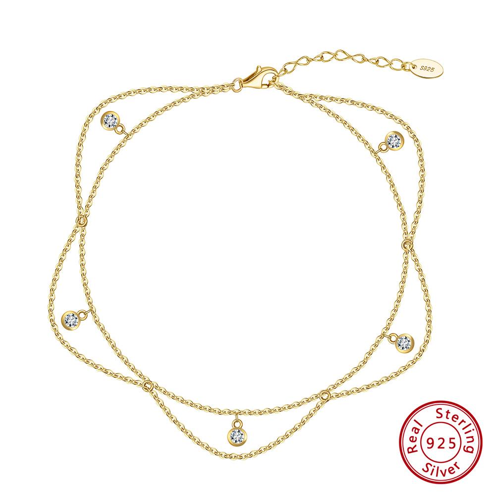 

Effie Queen Fashion Flower Tassel Zircon Anklet Dainty 925 Sterling Silver Beach Leg Bracelet Anklets Foot Chain Jewelry SA72