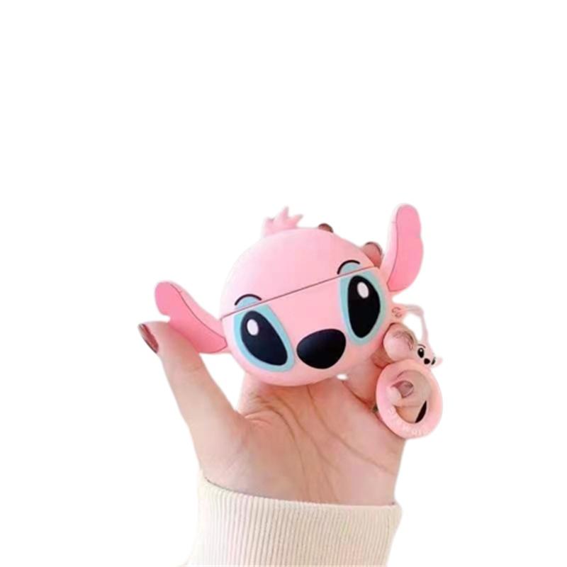 

Cute Cartoon Stitch Airpods Pro2 Case Soft Silicone Protective Cover For Apple Bluetooth Earphones Adorable Shell For Women рожевий