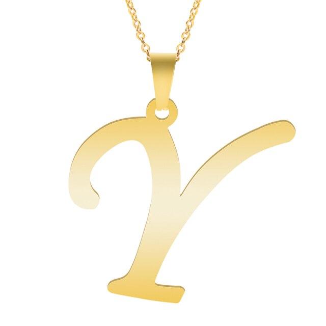 Gull alfabetet halskjeder for kvinner Smykker kjede på halsen 26 bokstaver anheng Halskjede rustfritt stål choker kvinne tilbehør