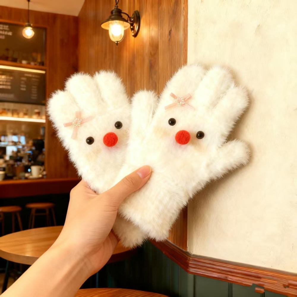 Cute Coral Velvet Gloves Cycling Winter Star Gloves Warmer Warm Gloves Women
