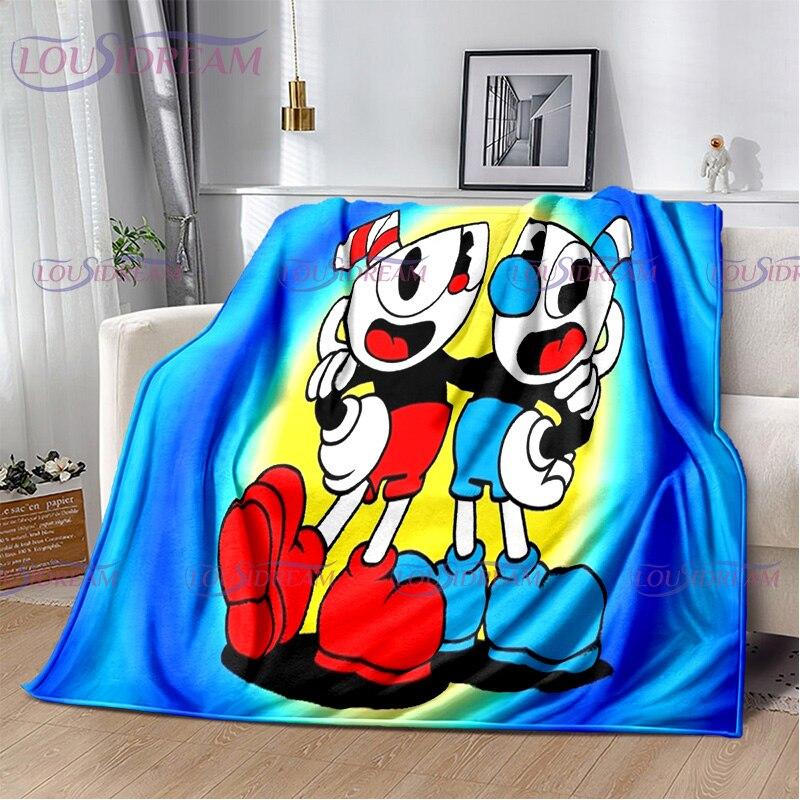 Kreslený roztomilý šálek s potiskem přikrývka pohovka přikrývka cestovní povlečení přikrývka flanelová přikrývka přehoz přes postel lehké cestovní