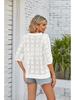 Cardigan Tricotado Feminino Primavera Verão 2025 Gola Redonda Proteção Solar, Acrílico com Renda Transpassado Leve Boho Chic Shrug de Praia