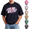Men's Casual Sports T-Shirt Crew Neck Short Sleeve Top with England 2026 Football Print Suitable for Daily Wear and Outdoor Activities