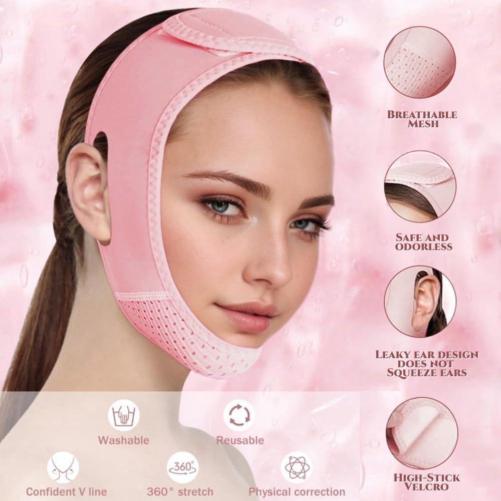 V-shaped lifting mask, chin strap for sleep, women's V-shaped lifting mask, facial slimming exerciser, pink (1 piece)