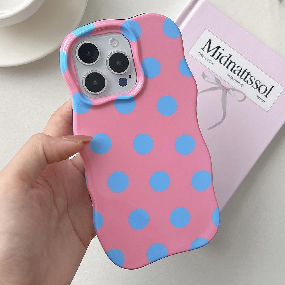 

Fashion 2 in 1 Glossy Wave Point Phone Case for iPhone 13 14 15 16 17 Pro Max Wave Edges Comfortable Touch Hard Slim Back Cover iPhone 13