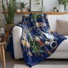 Navy Blue Christmas Fleece Blanket with Gold Lettering, Nutcracker Ballet Dancer Design, Classic Holiday Throw for Sofa Decor