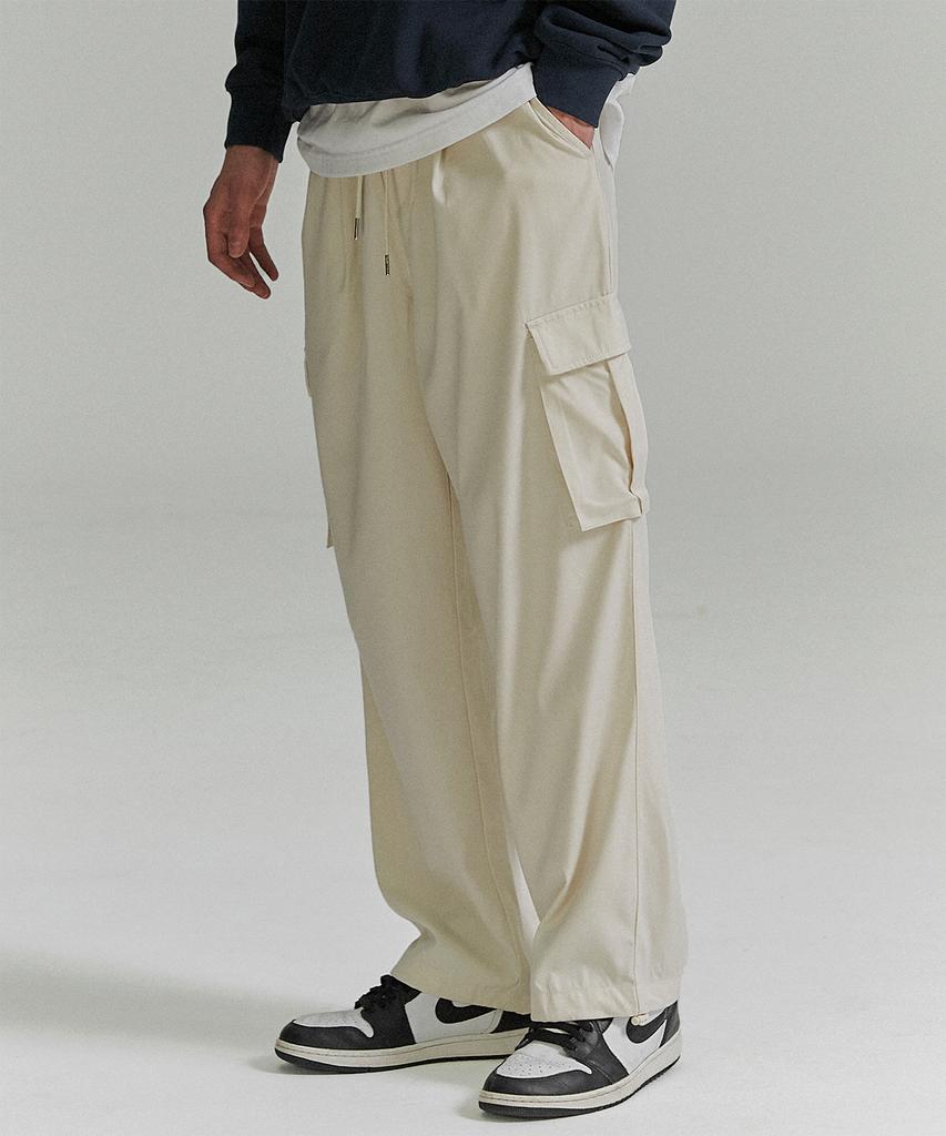 NOT4NERD Wide String Cargo Slacks Pants - Ivory