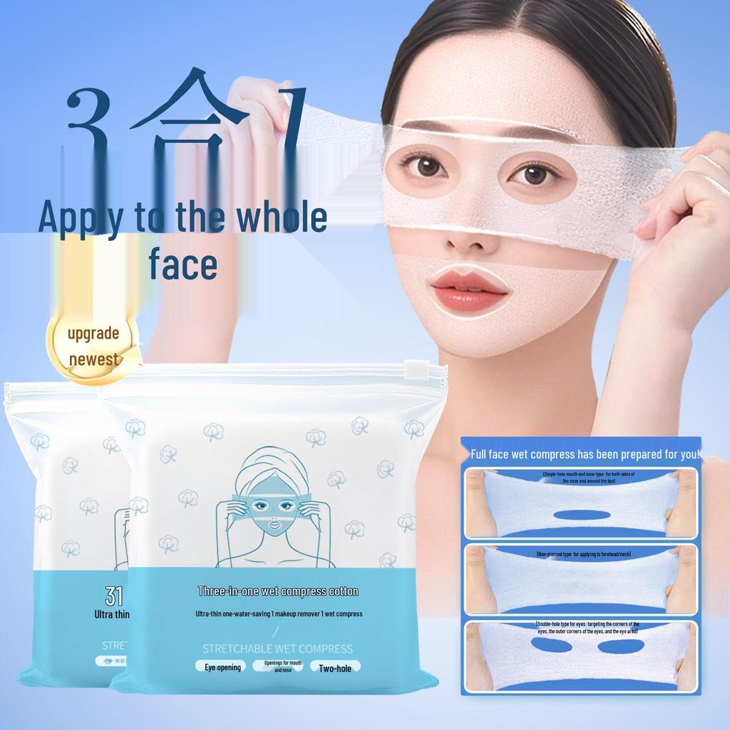 Ultra-Thin Hydrating Tencel Cotton Pads - 3-in-1 Stretchable Wet Compress for Makeup & Facial Masks