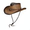 Sun Hat, Vintage Leather Wide Brim, Protection, Beach, Hiking 5658cm Diamond Black