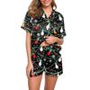 Women's Casual Fashion Christmas Print Short-Sleeve Top And Shorts Homewear Set